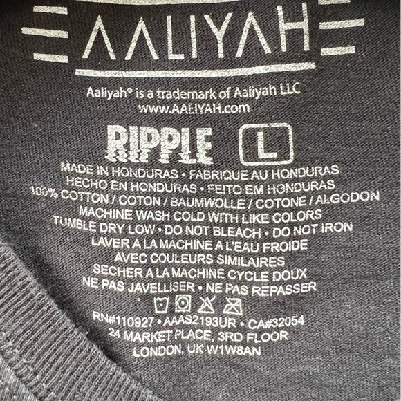 OFFICIAL Aaliyah Shirt 90s Hip Hop R&B Music Special Ripple Junction SZ LARGE - Picture 4 of 4